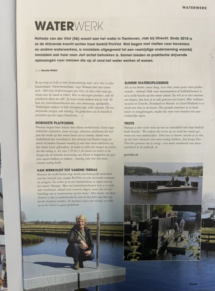 Artikel van Pro vlot in een magazine